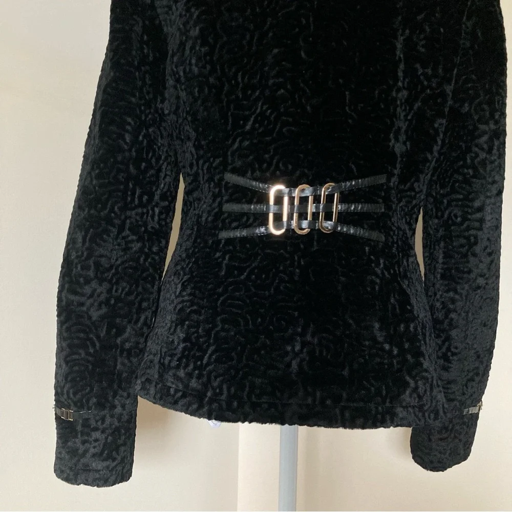 KENZO Paris Black Velour Velvet Gold & Strappy Jacket size XL - Picture 9 of 12